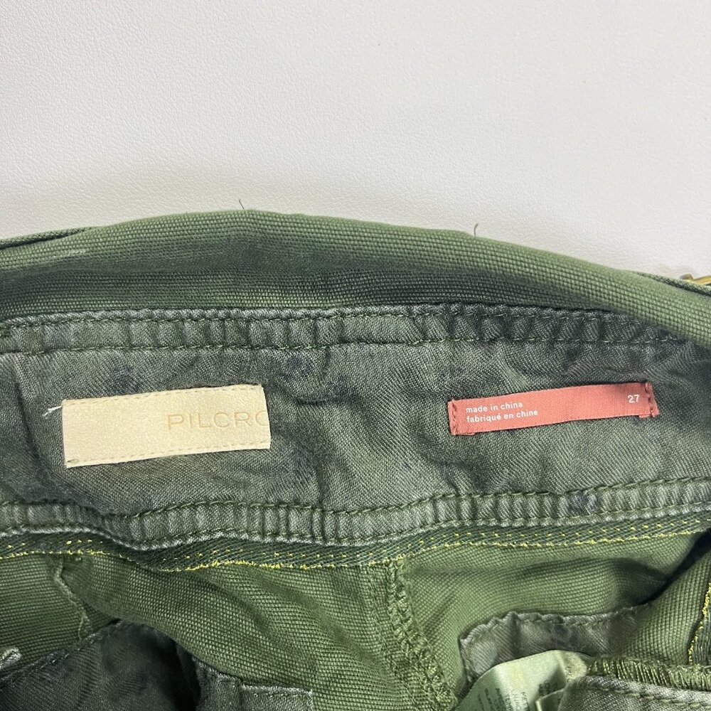 NWOT Anthropologie Pilcro Wanderer Patchwork Overalls Size 29 Green Cotton Blend - Picture 12 of 14